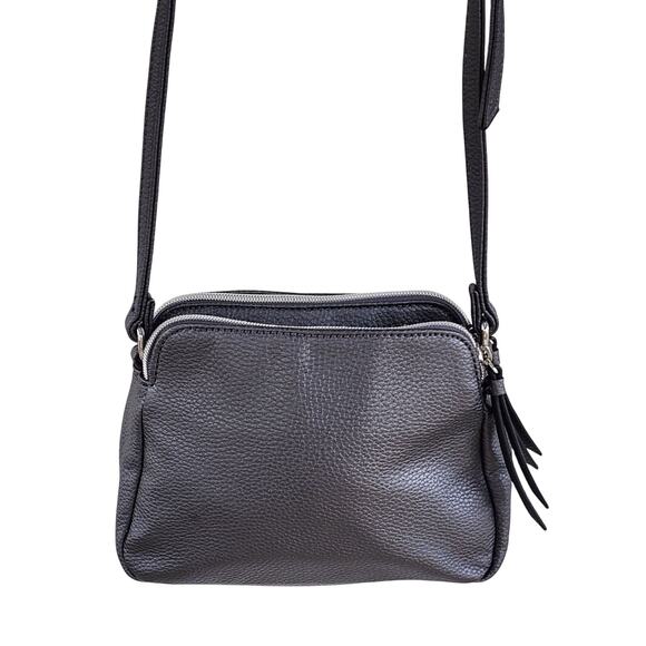 Kenneth Cole Reaction Gray Vegan Leather Crossbody Bag Small Purse w/ Lock Charm - Picture 7 of 13